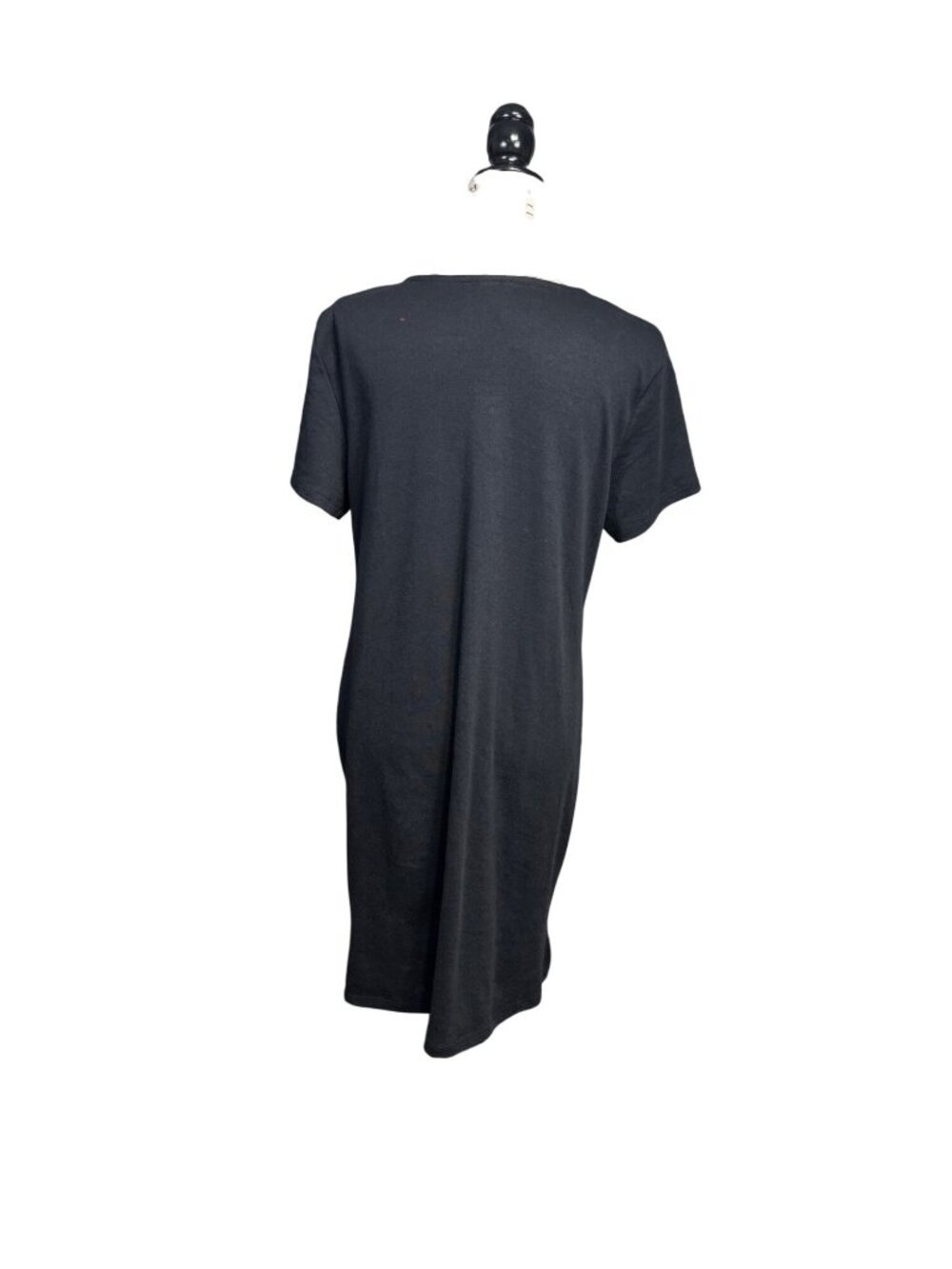 Karen Scott Sport Black Embroidered Floral Short Sleeve Dress Size M - Picture 2 of 7